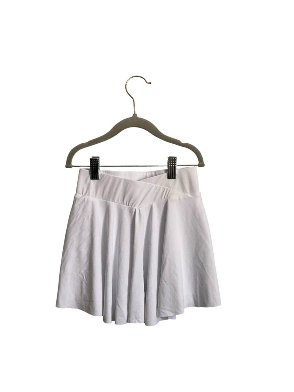 Girls Tennis Skort White Crossover High Waisted Medium, Size 9-10 T Pockets